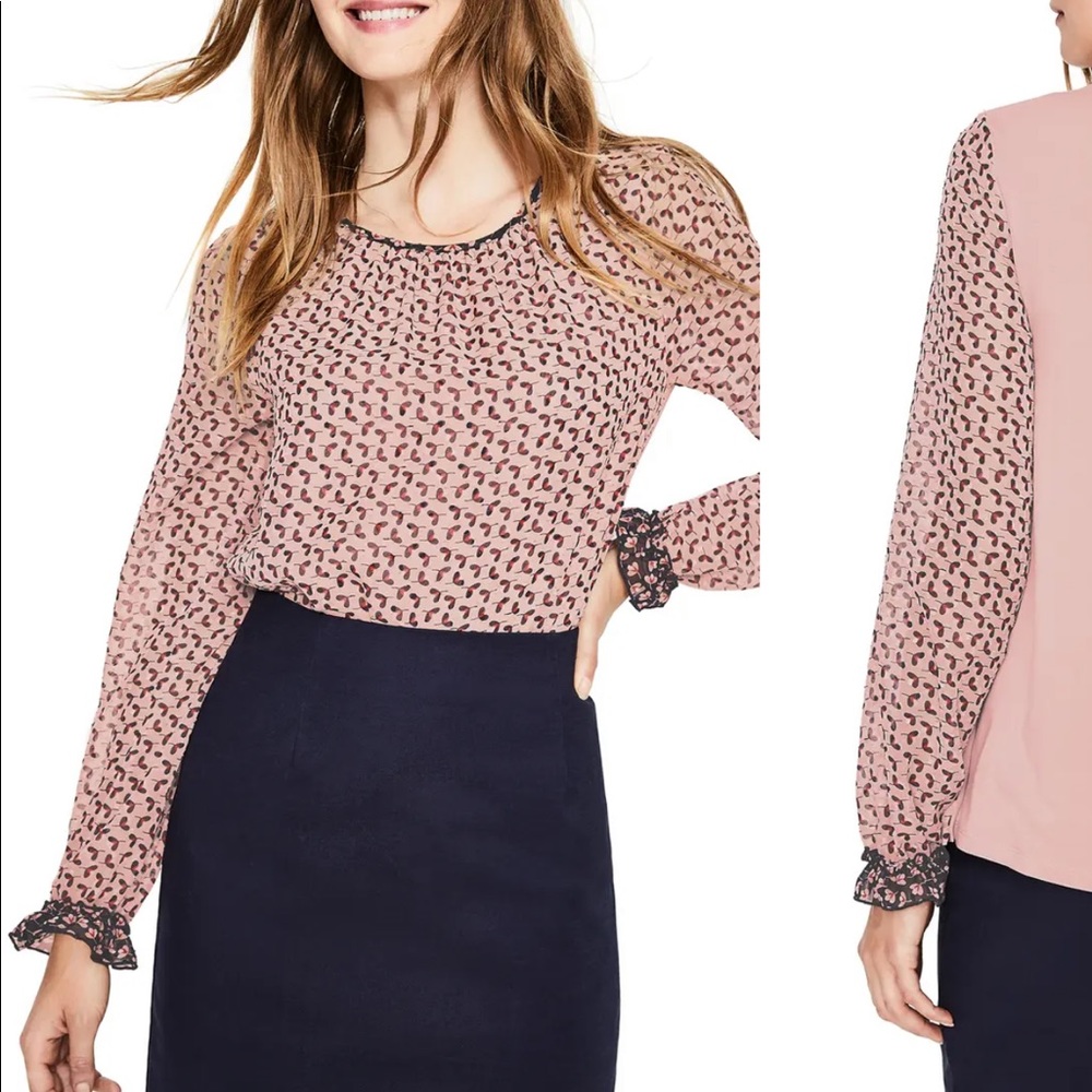 Boden Mix Media Contrast Detail Blouse